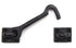 Black metal hook used as barn door lock