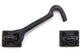 Black metal hook used as barn door lock
