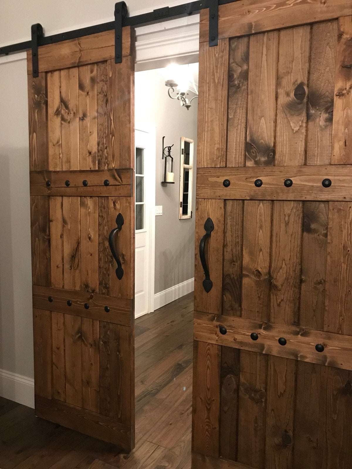 Custom Double Horizon Barn Door with black hardware