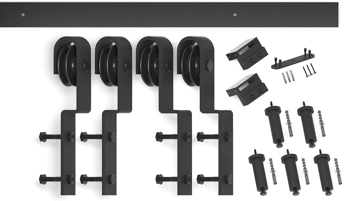 Black hardware set from Customized Barn Sliding Hardware for barn doors