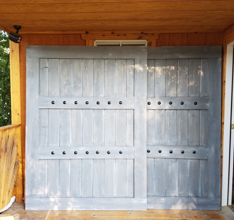 Custom wooden sliding shutter with a matching frame