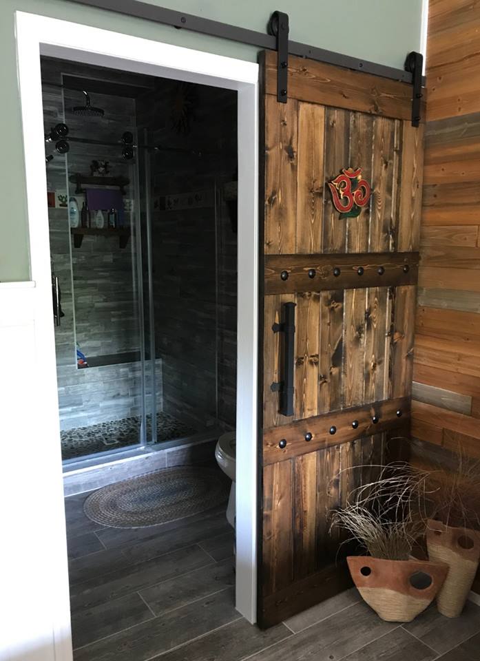 Rustic Horizon Interior Barn Sliding Door with Barn Hardware - 84x36 Paneled Style Barn Door - NW WoodenNail