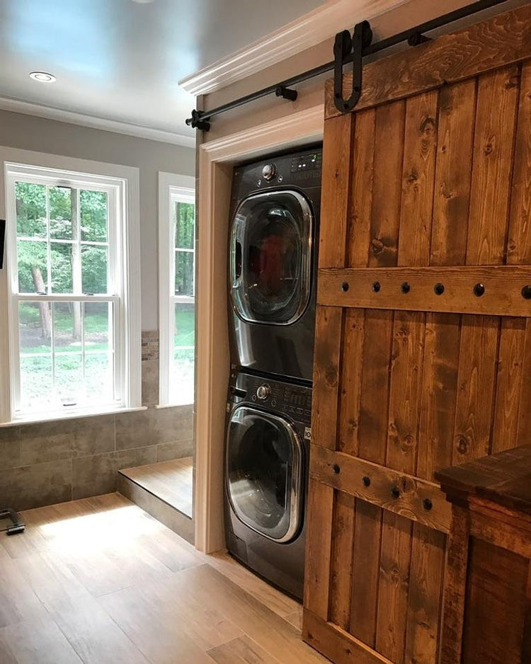 Rustic Horizon Interior Barn Sliding Door with Barn Hardware - 84x36 Paneled Style Barn Door - NW WoodenNail