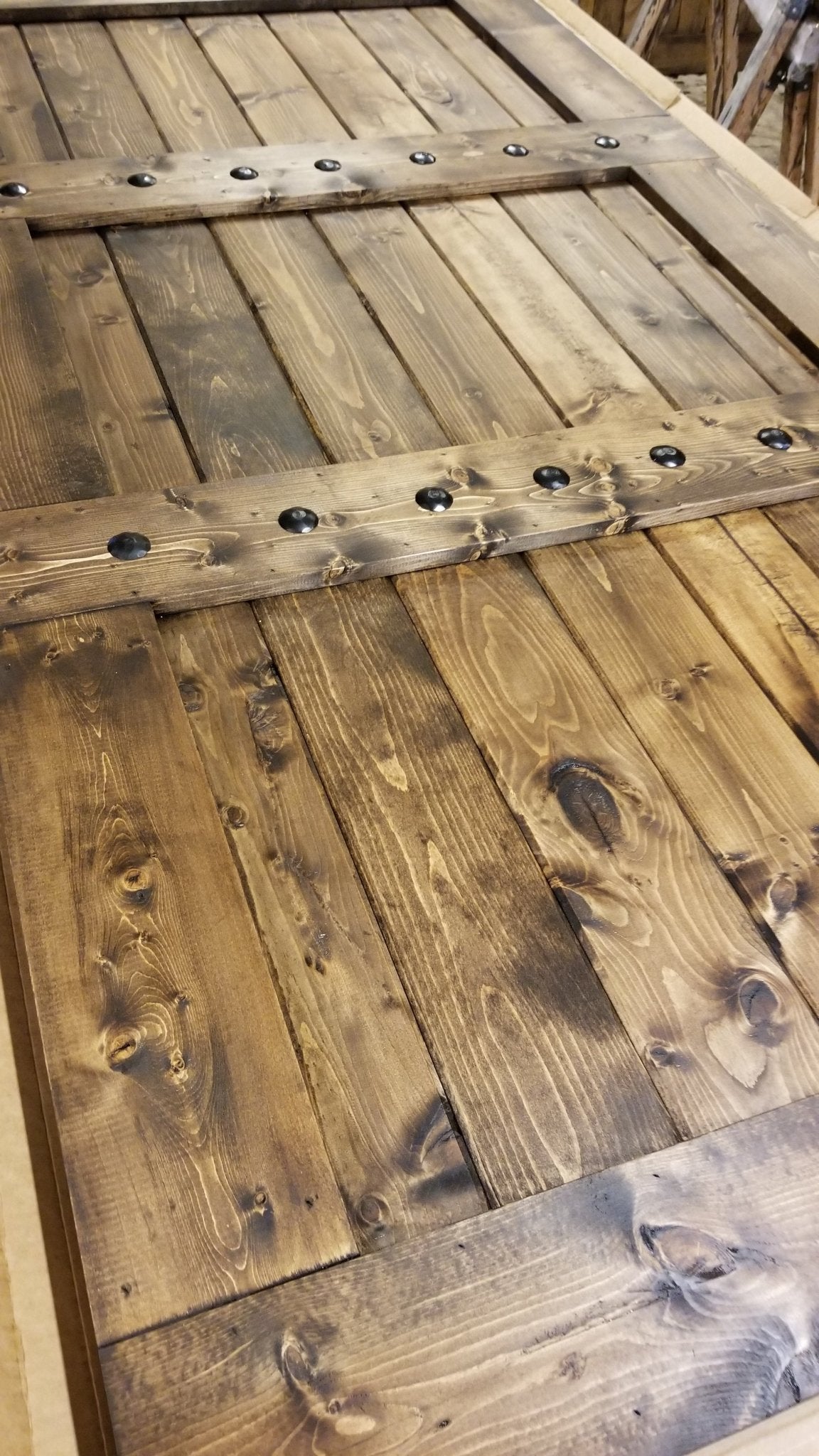Rustic Interior Barn Sliding Door with Barn Hardware - 84x48 Horizon style Barn Door - NW WoodenNail